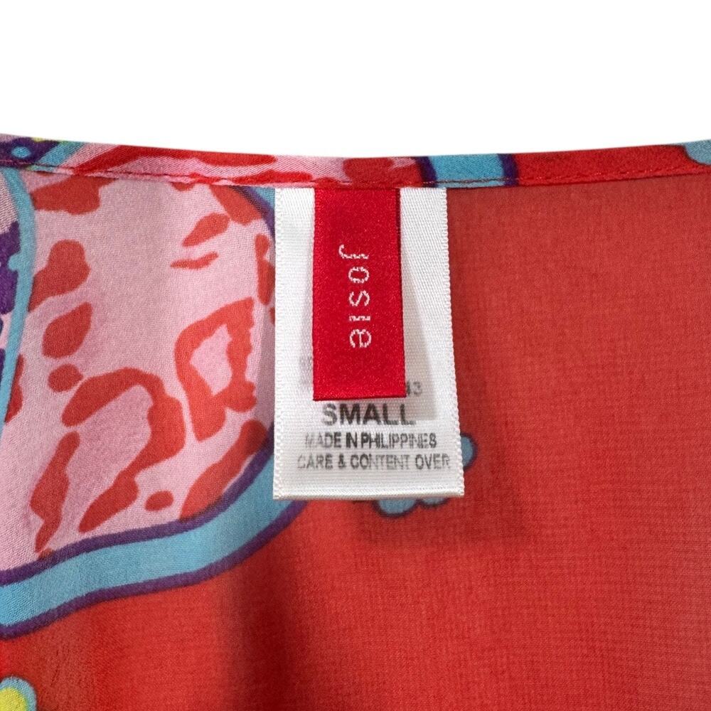 Josie Natori Nightgown Chemise Robe Two Piece Set Small Red Asian Floral Velvet - Picture 7 of 8